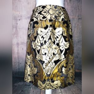 Gold Printed Velvet Skirt